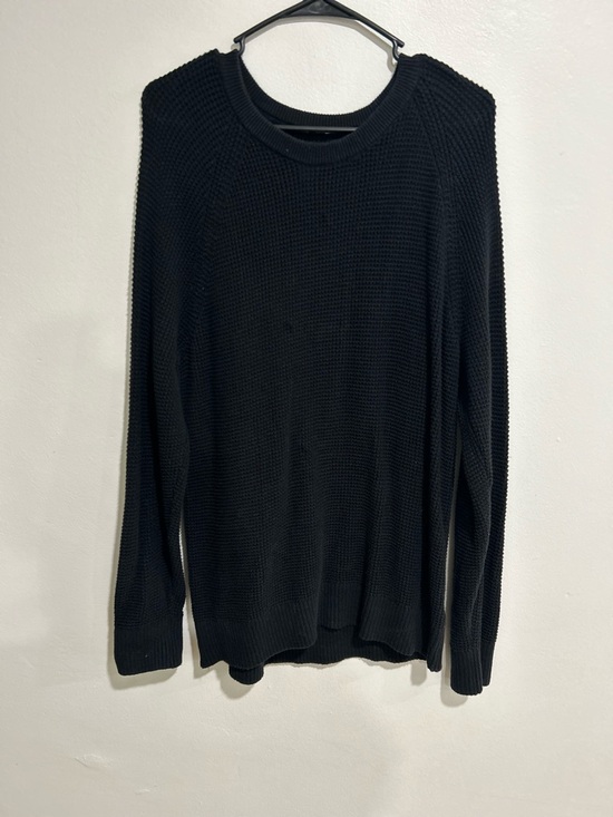 GAP Sweaters - GAP Black Waffle Knit Sweater Size Medium Cotton Crewneck Pullover